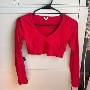 red long sleeve crop top